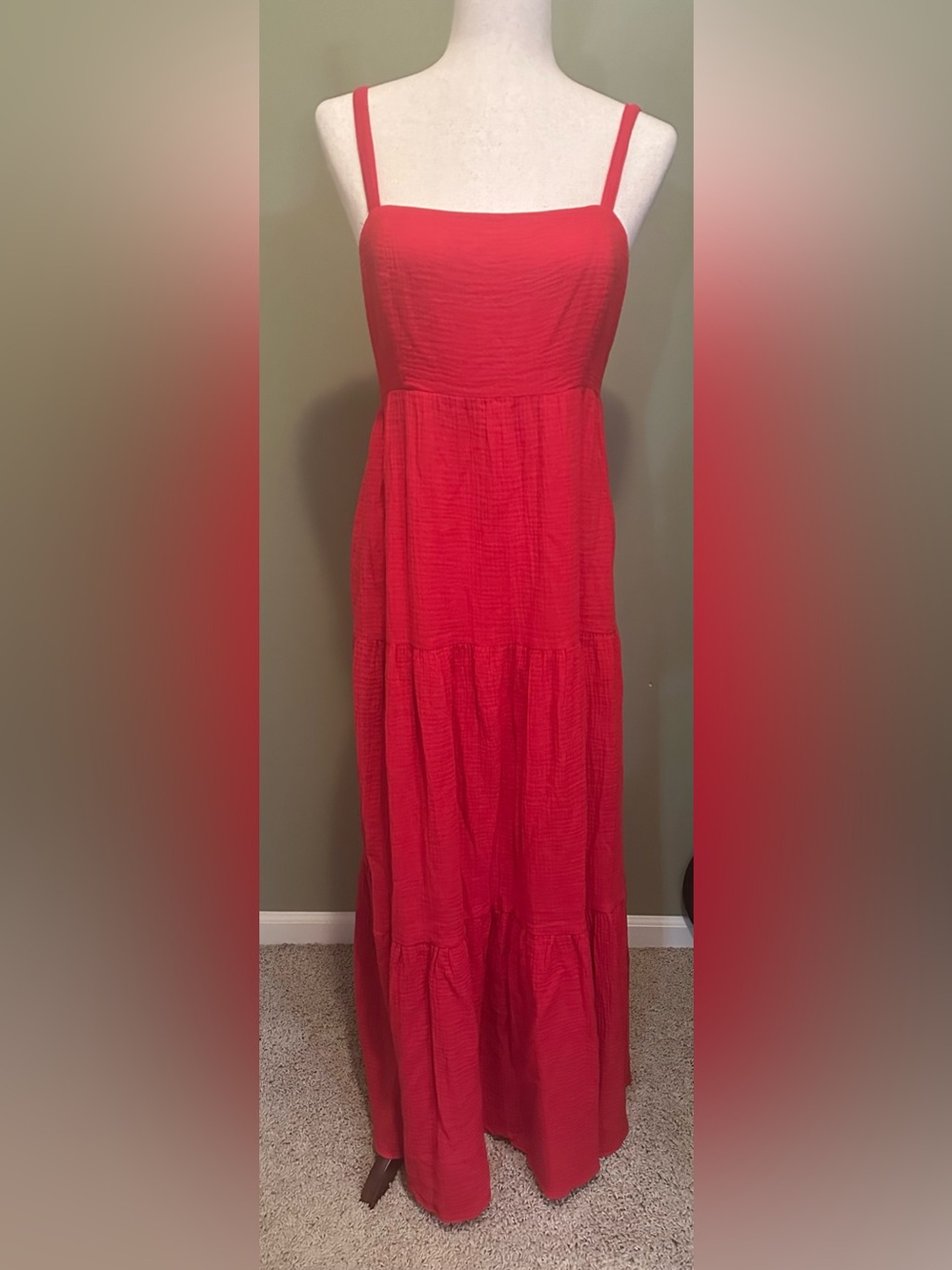 Skies Are Blue Red Tiered Maxi Dress